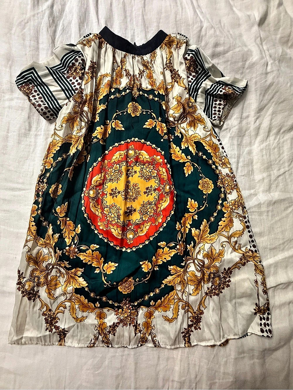 Zara Girls Baroque Medallion Printed Casual Dress Size 7